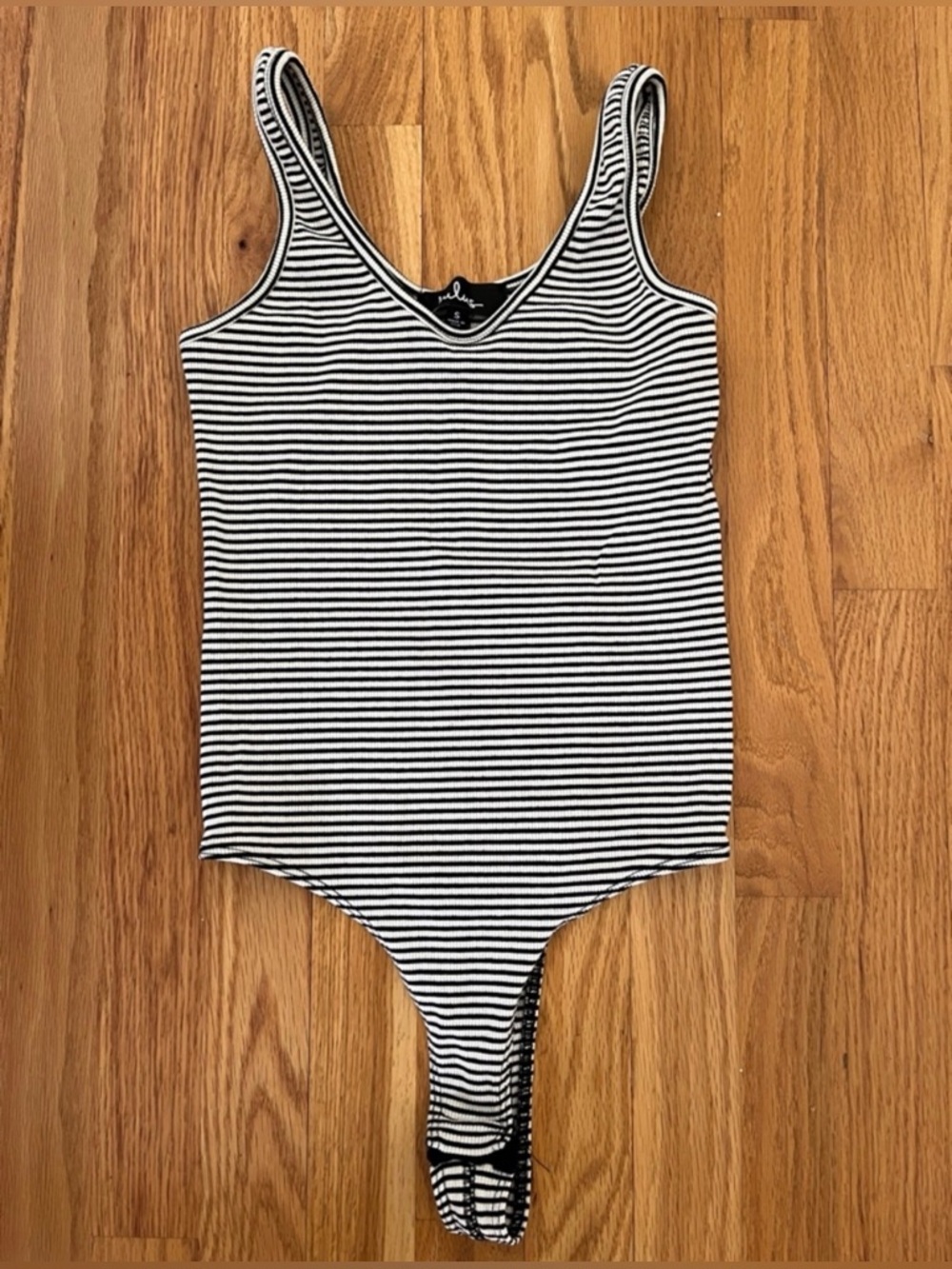 Lulus Striped Thong Bodysuit (Size S)